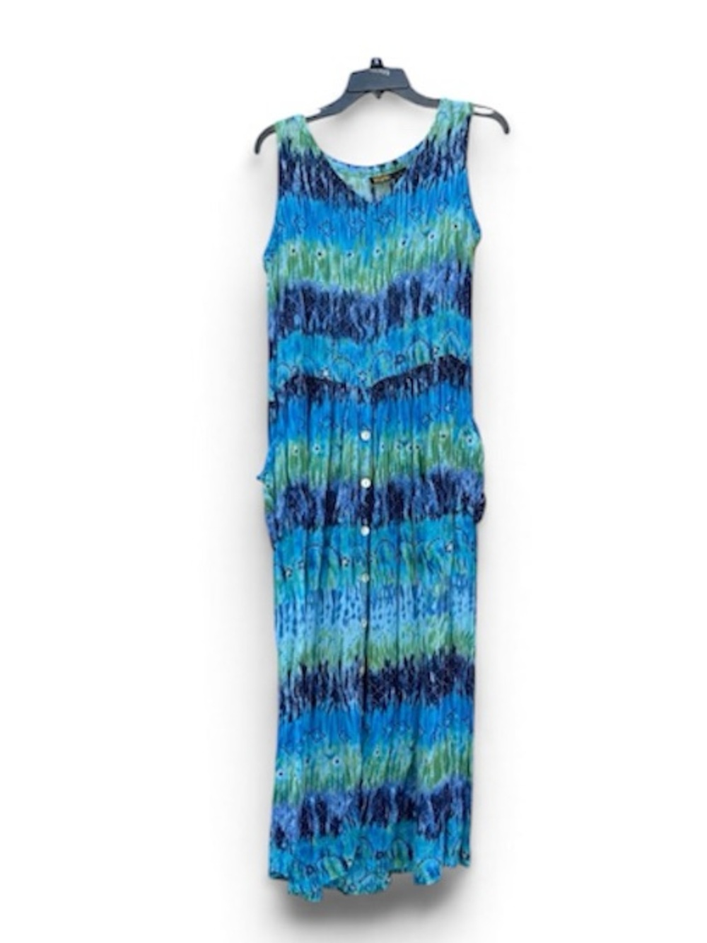 Blue Multicolor Sleeveless Maxi Dress